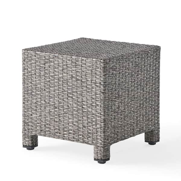 Perie Gray Rectangular Metal 18.0 in. Outdoor Accent Side Table with Iron Frame