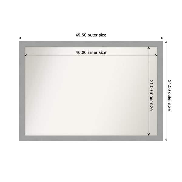 Amanti Art Brushed Nickel 49.5 in. x 34.5 in. Custom Non-Beveled Recycled Polystyrene Framed Bathroom Vanity Wall Mirror