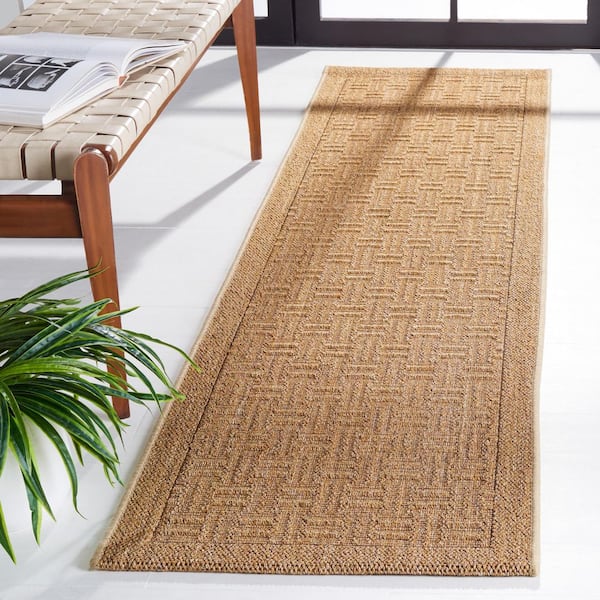 Palm Beach 2 ft. x 12 ft. Natural Geometric Runner Rug