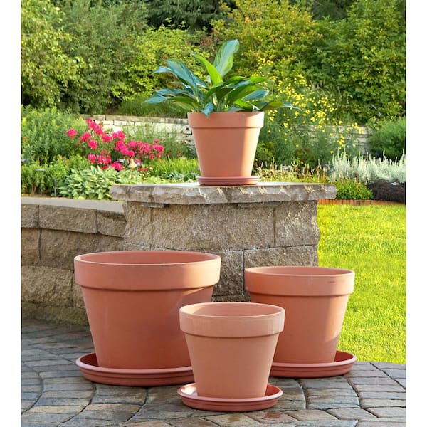 Grosfillex 18 in. Dia Terra Cotta Resin Planter Saucer (5-Pack) US518089 -  The Home Depot