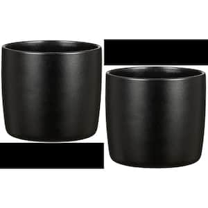 5.1 in. (13CM) Dia./5 in. Tall Solido Ebano Black Ceramic Pot Twin Pack