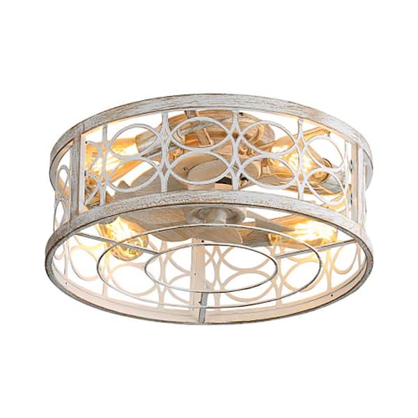 CIPACHO 20 in. Indoor Retro White Industrial Caged Ceiling Fan