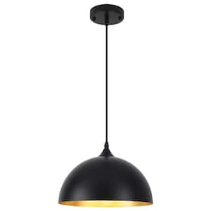 Danialah 1-Light Black Industrial Farmhouse Single Pendant Light with Metal Dome Shade for Kitchen Island Dinning Room