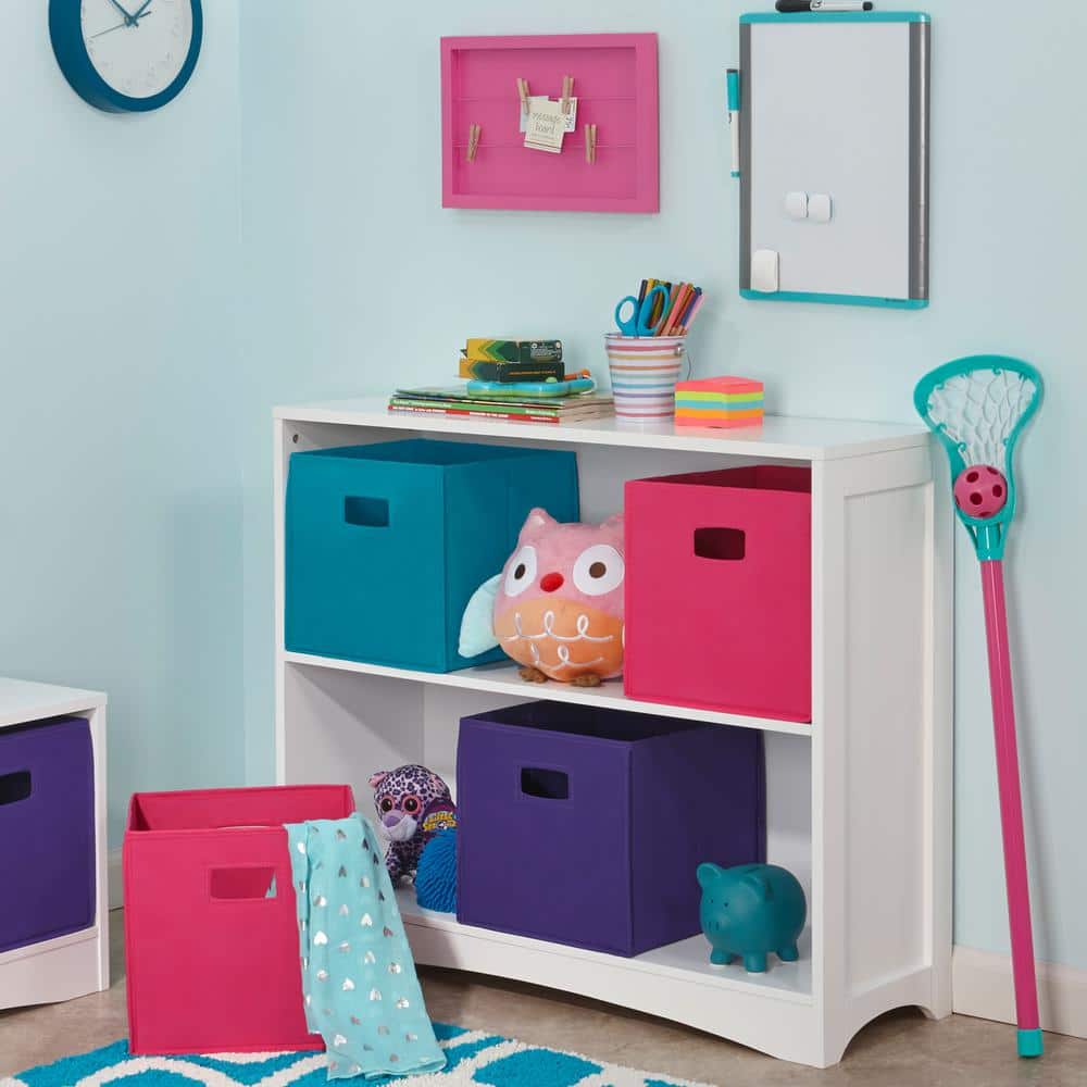 White Wood Kids 3-Tier Cube Bookshelf Set