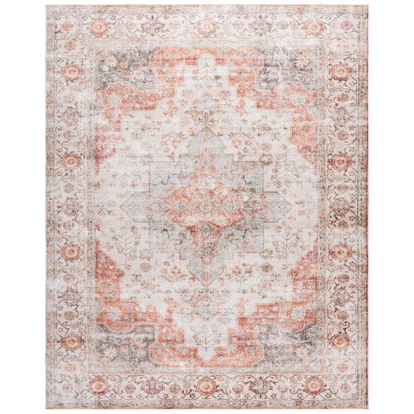 Arizona 9 ft. x 12 ft. Beige/Rust Transitional Antique Medallion Washable Area Rug