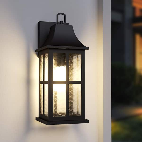 18 in. Black Modern Dusk to Dawn Outdoor Exterior Garage Front Porch Wall Lights Sconces Lighting Fixtures