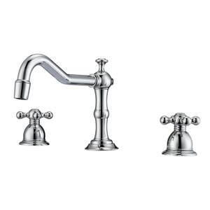 Roma 8 in. Widespread 2-Handle Metal Cross Bathroom Faucet in Polished Chrome