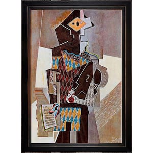 Harlequin with Violin by Pablo Picasso Veine D'Or Bronze Angled Framed Abstract Oil Painting Art Print 29 in. x 41 in.