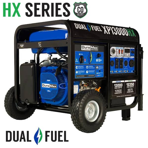 DUROMAX 13000/10500-Watt Dual Fuel Electric Start Gasoline/Propane Portable Home Power Back Up Generator with CO Alert Shutdown