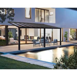 Stockholm 11 ft. x 24 ft. Gray/Clear Aluminum Patio Cover