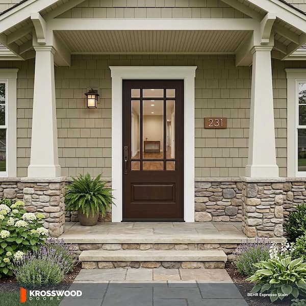 Krosswood Doors 36 in. x 80 in. Craftsman Prairie 3/4 Lite Clear