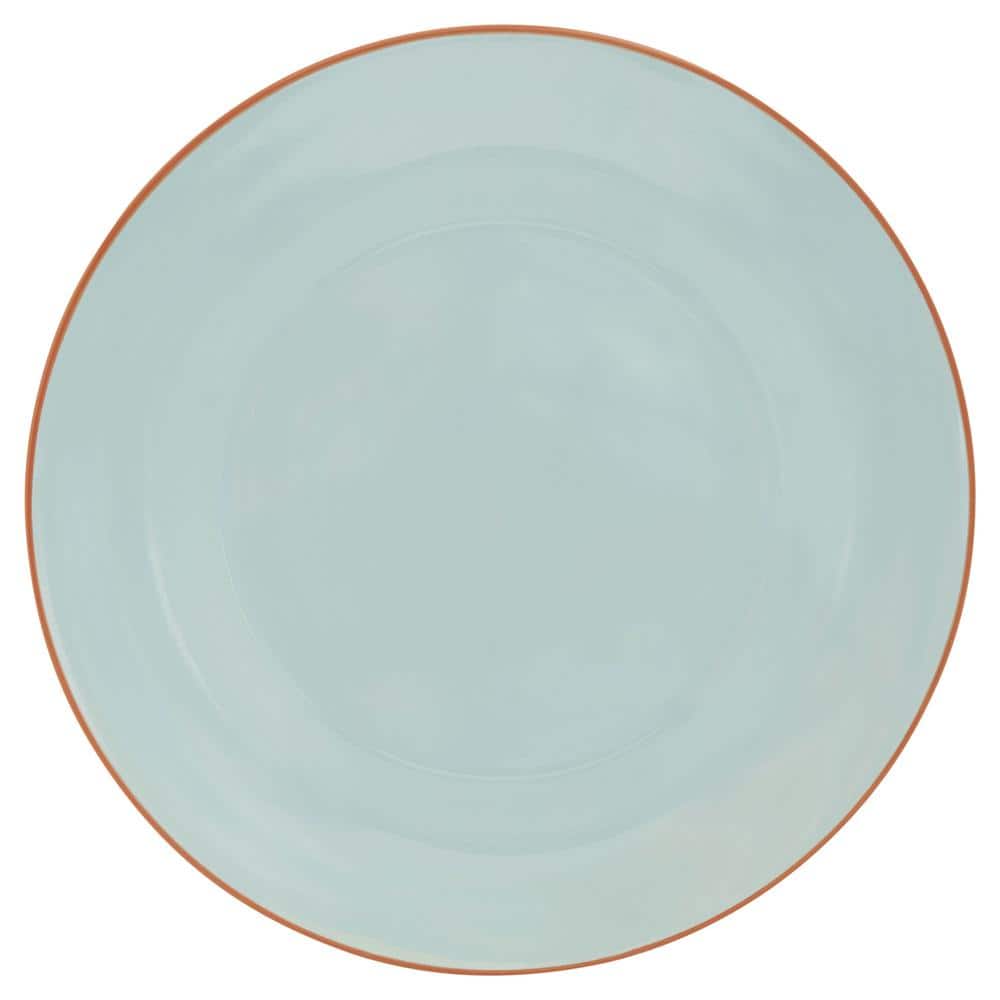 Mint and White Geometric Stoneware 16-Piece Dinnerware Set