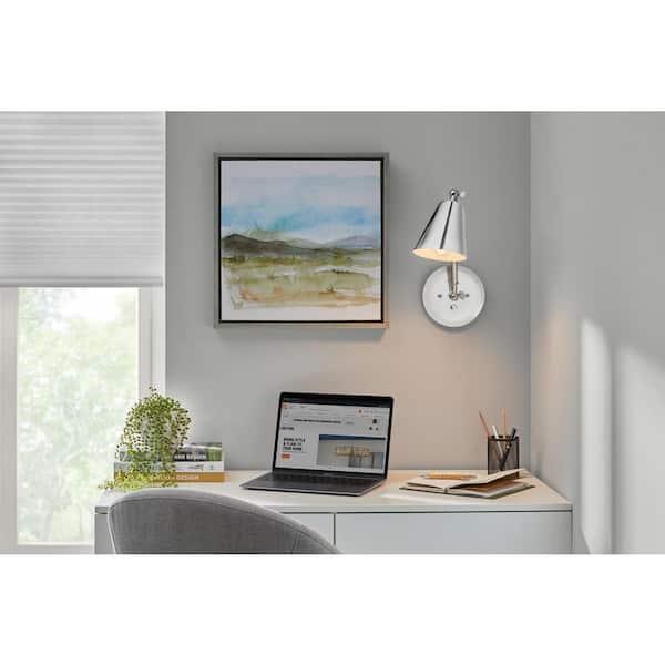 Grant 1-Light Chrome Finish, White Inside Wall Sconce