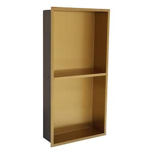 12 in. W x 4 in. H x 24 in. D Stainless Steel Shower Niche Set of 1-Piece in Gold Double Shelf Organizer Storage