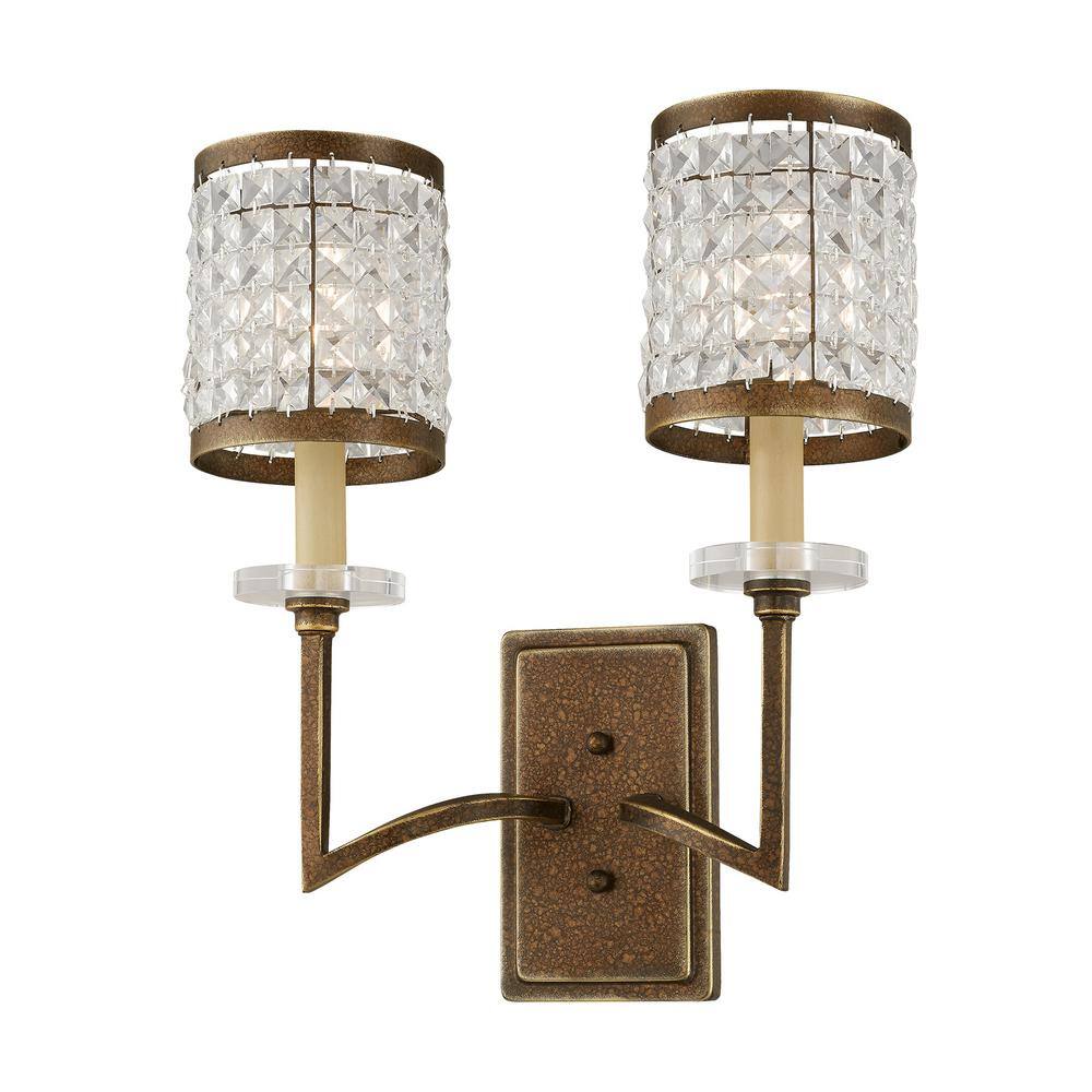 Grammercy Palacial Bronze 2-Light Crystal Sconce