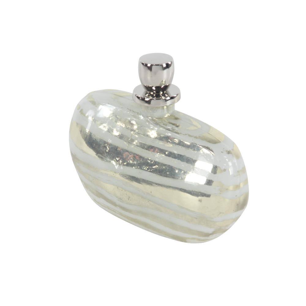 Silver Striped Glass Decorative Jar with Aluminum Stopper