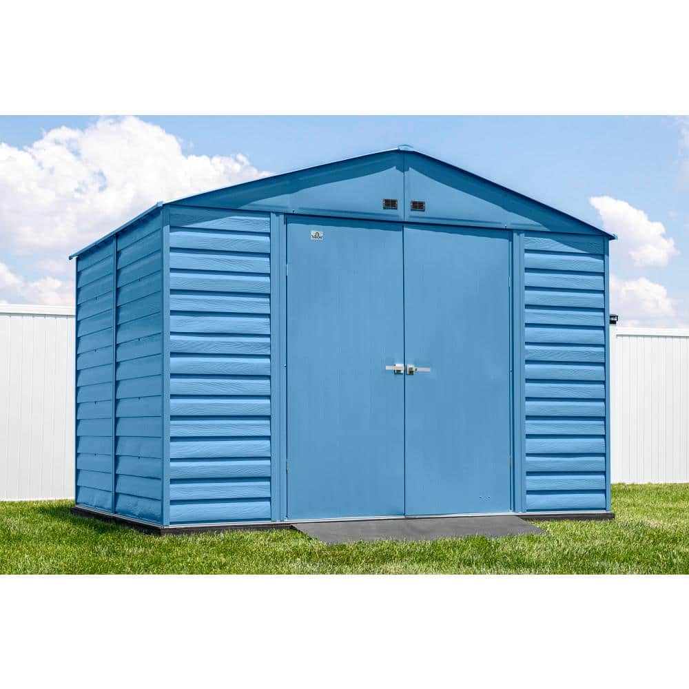 Blue Grey 10x8 Galvanized Steel Storage Shed with Swing Doors