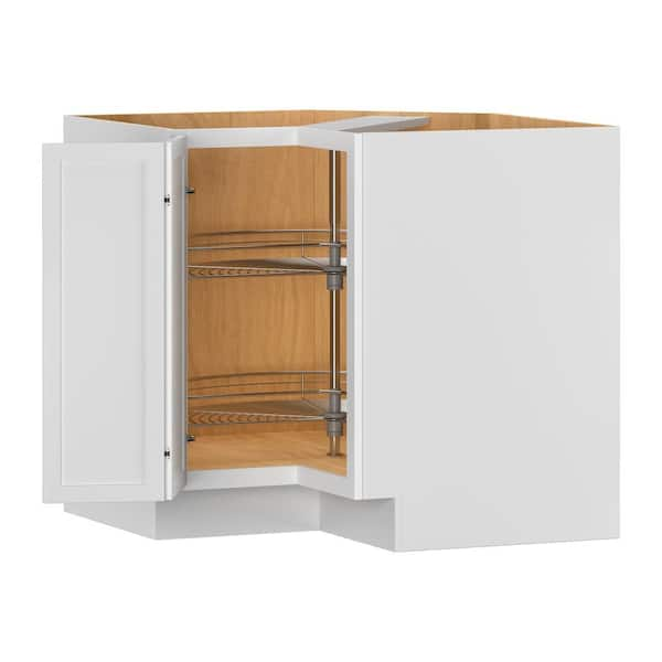 Keyport Shaker 36 in. W x 36 in. D x 34.5 in. H White Plywood Ready To Assemble Lazy Susan Corner Base Kitchen Cabinet