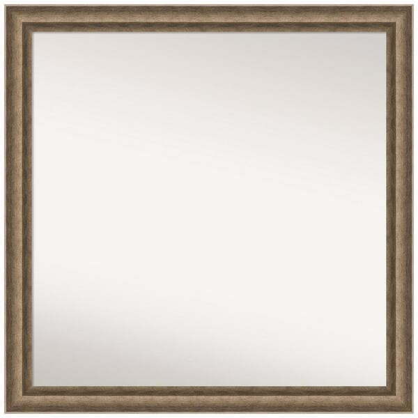 Amanti Art Angled Bronze 29.25 in. x 29.25 in. Non-Beveled Modern Square Wood Framed Wall Mirror in Bronze