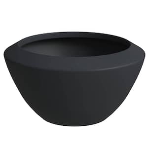 Vessel 8 in. H Modern Black Fiberstone and MGO Clay Planter, Round Planter Pot for Indoor and Outdoor Home