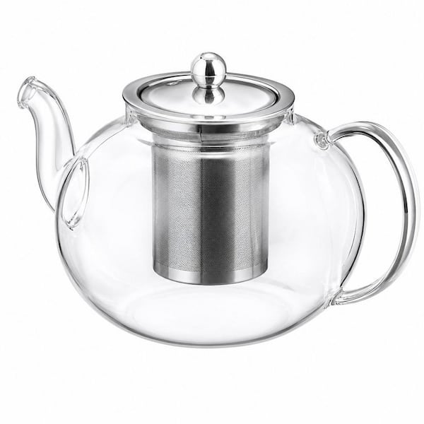 5-Cup Glass Teapot with Removable Stainless Steel Infuser, Ideal for Brewing Loose Leaf and Blooming Tea