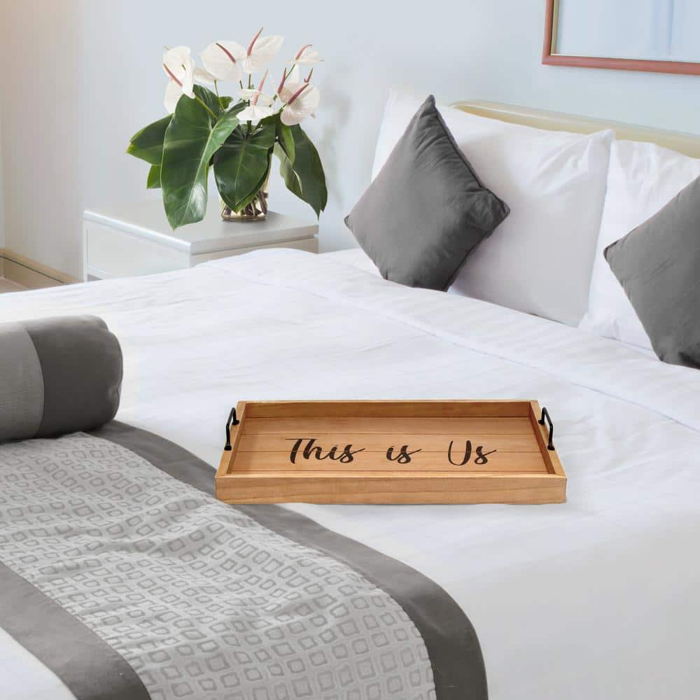 Elegant Designs 15.5  x 12  Decorative Wood Serving Tray   This is Us   Natural Wood