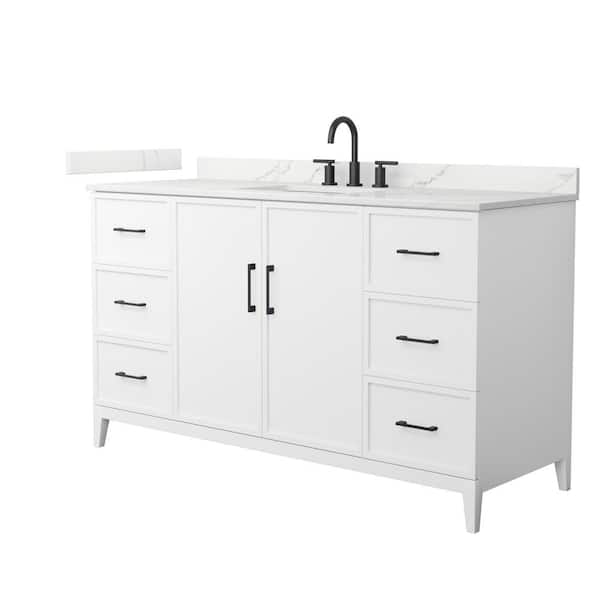 Wyndham Collection Elan 60 in. W x 22 in. D x 35 in. H Single Bath Vanity in White with Giotto Quartz Top
