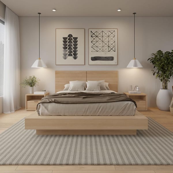 Dahlia 4-Piece Natural Blonde Oak Wood Queen Size Bedroom Set