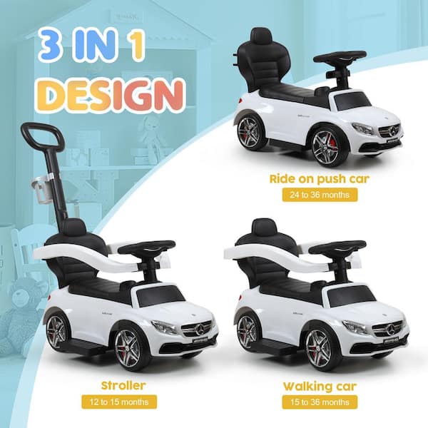tack streng Voorbijgaand TOBBI 3 in 1 Kids Ride On Push Car Licensed Mercedes Benz with Music and  Horn for Toddlers, White TH17P0347 - The Home Depot