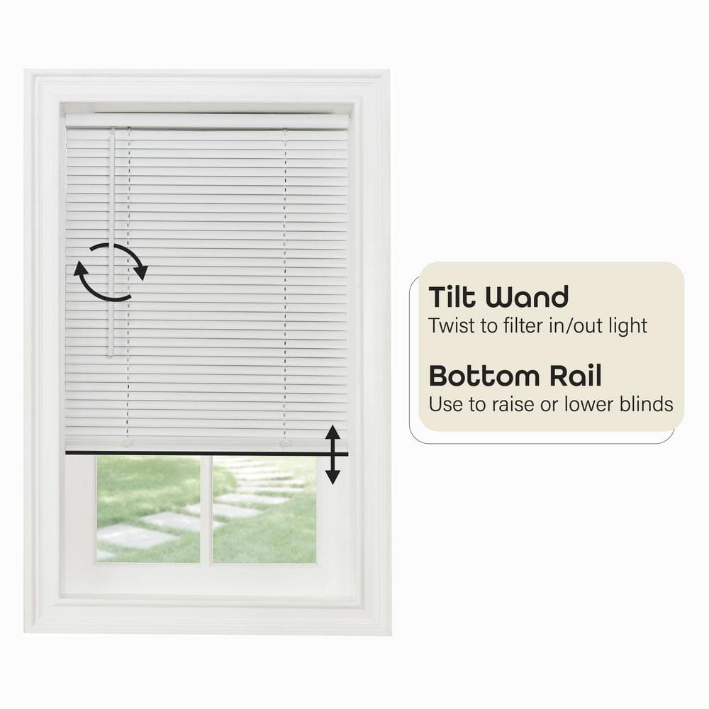 GII Morningstar Alabaster Cordless Light Filtering Vinyl Mini Blind with 1 in. Slats 34 in. W x 64 in. L