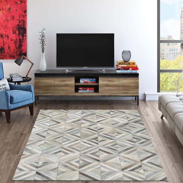 Chalet Blocks Ivory 9 ft. x 13 ft. Area Rug