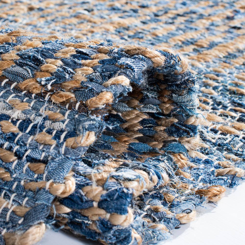 Cape Cod 10' x 14' Blue and Natural Braided Jute Rug