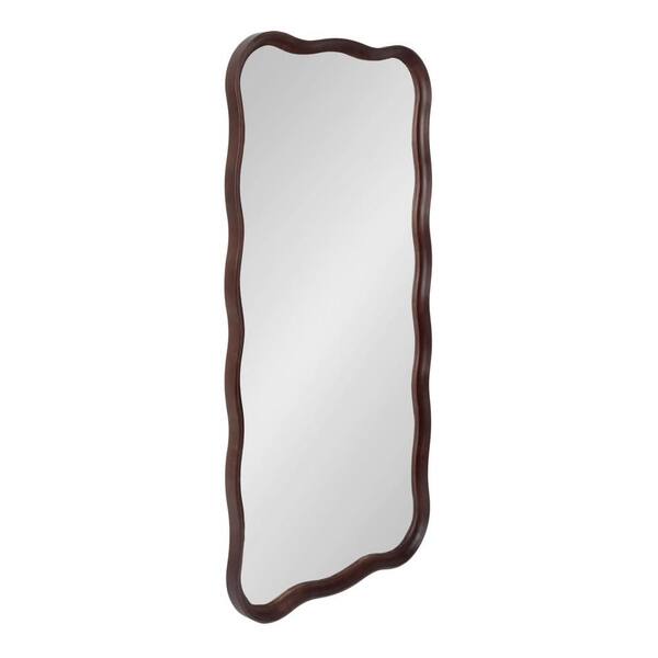 Hatherleigh Dark Brown Wood 30 in. W x 60 in. H Transitional Wavy Rectangle Wood Framed Mirror