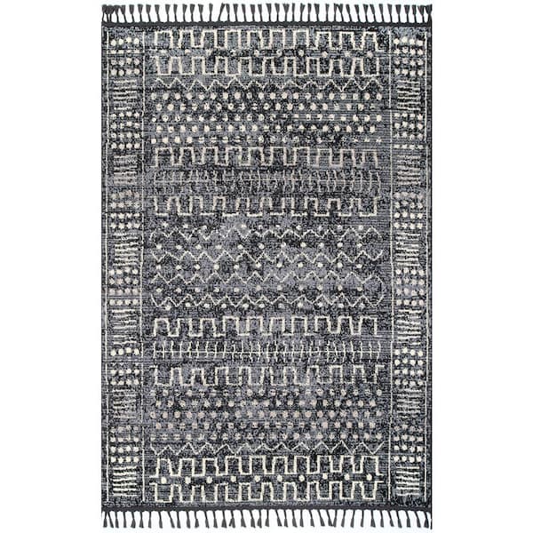 nuLOOM Tulia Vintage Ethnic Tassel Gray 6 ft. x 9 ft. Area Rug