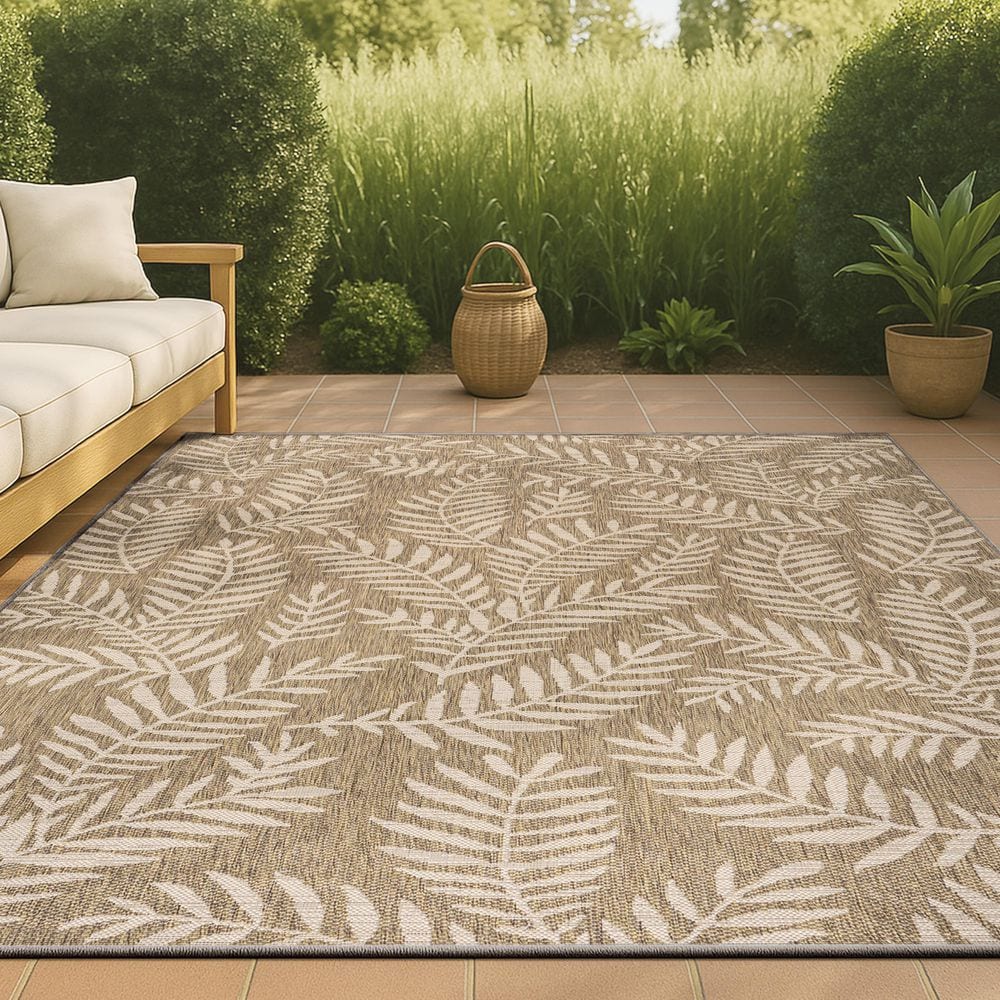 Nevis Palm Frond Brown/Beige 8 ft. x 10 ft. Indoor/Outdoor Area Rug price history on PriceWatchPro