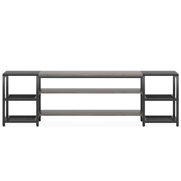 Tribesigns Tarik 78.7 in. Black and White TV Stand Fits TV's up to 85 in. with 3-Tier Storage Shelves for Living Room
