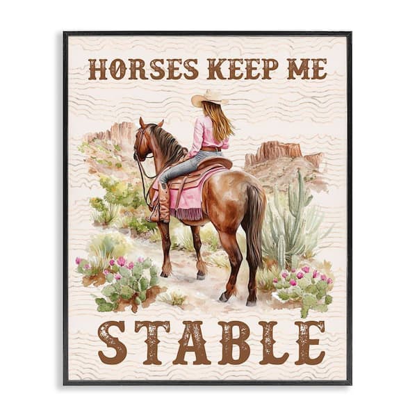 Stupell Industries Horses Keep Me Stable by Lettered and Lined Black Framed People Giclee Art Print 20 in. x 16 in.