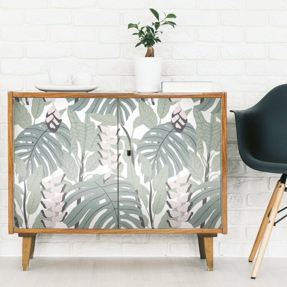 Mineral Green Floral Peel and Stick Wallpaper Roll