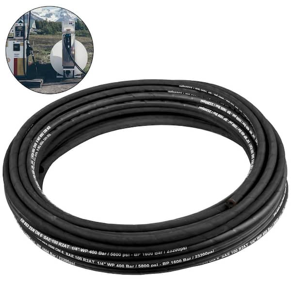 SKYSHALO Hydraulic Hose 1/4 in. x 50 ft. Coiled Hydraulic Hose 5,800 PSI, Rubber Hydraulic Hose with 2 High-Tensile Steel Wire