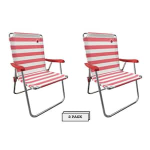 New Classic Folding Camp/Lawn Chair in Red/White (2-Pack)