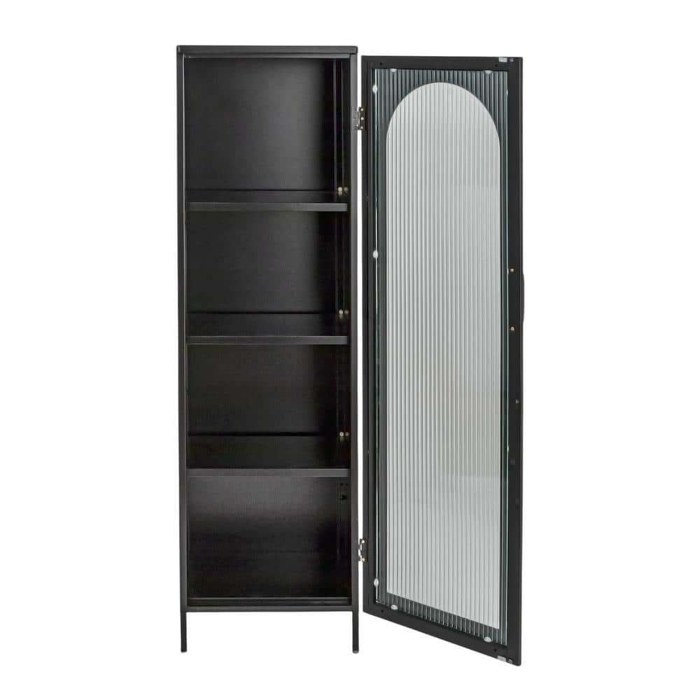 Solstice Tall Black Metal Accent Cabinet with Adjustable Shelves