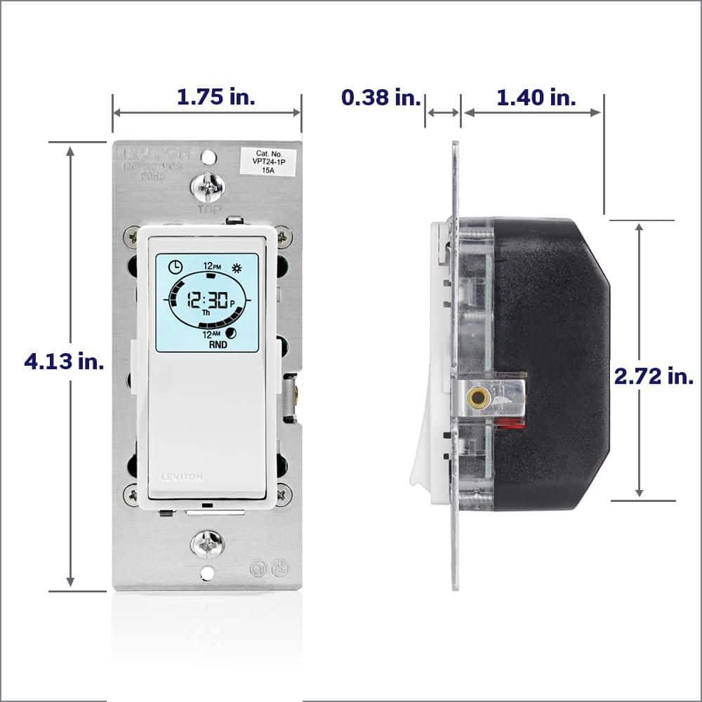 White Digital In-Wall Programmable Timer Switch