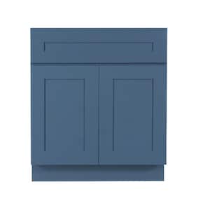 Lancaster Blue Plywood Shaker Stock Assembled Sink Base Kitchen Cabinet with Soft Close Doors 27 in. W x 24 in. D