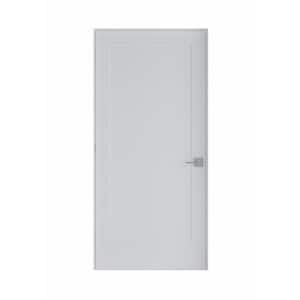 36 in. x 80 in. Left-Handed Solid Core White Primed Smooth Composite Single Prehung Interior Door Satin Nickel Hinges