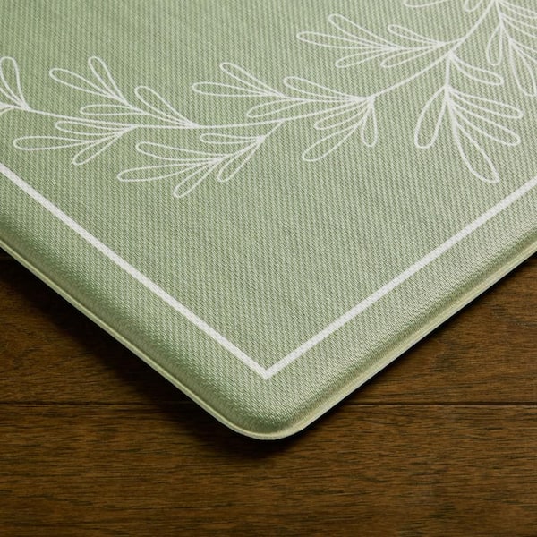 Bloomfield Home Sweet Home Leaf Frame 18 in. x 48 in. Green Indoor Comfort Kitchen Mat