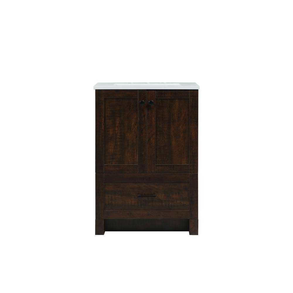 Simply Living 24 in. Single Bathroom Vanity in expresso with Quartz Vanity 