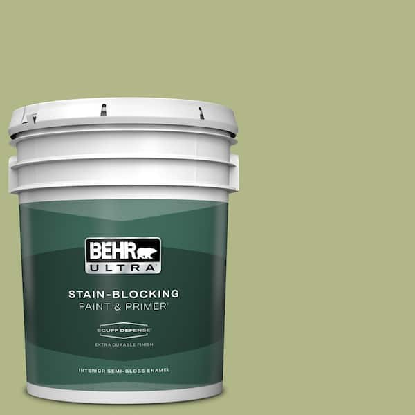 BEHR ULTRA 5 gal. #PPU10-07 Lima Green Extra Durable Semi-Gloss Enamel Interior Paint & Primer