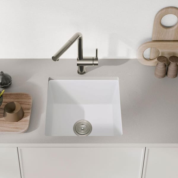 YASINU Quartz 18 in. Undermount Bar Sink in White with