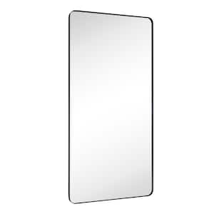 Kengston 30 in. W x 60 in. H Rectangular Stainless Steel Framed Wall Mounted Bathroom Vanity Mirror in Matt Black