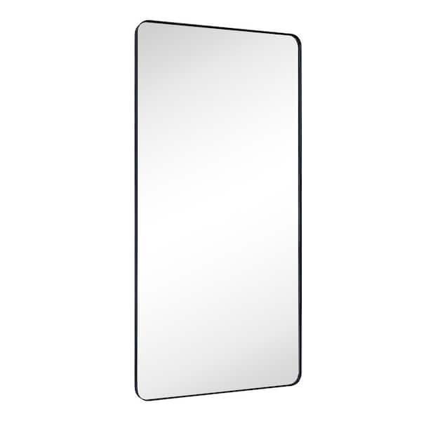 TEHOME Kengston 30 in. W x 60 in. H Rectangular Stainless Steel Framed Wall Mounted Bathroom Vanity Mirror in Matt Black